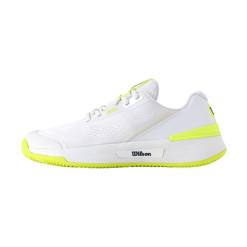 Wilson Intrigue Pro Oz Women's Tennis Shoes, Provide Confident Stability and Arch Support, with a Secure Heel Fit and Lightweight Breathability, Colour: White/Safety Yellow/Navy Blazer, Size: 6.5