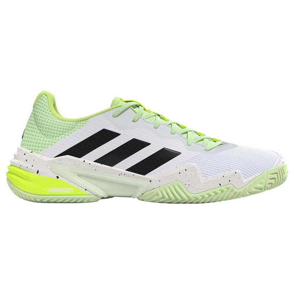 Adidas LZR24 Barricade Tennis Shoes, 13, Footwear White/Core Black/Semi Green Spark (IG3114), 27.0 cm