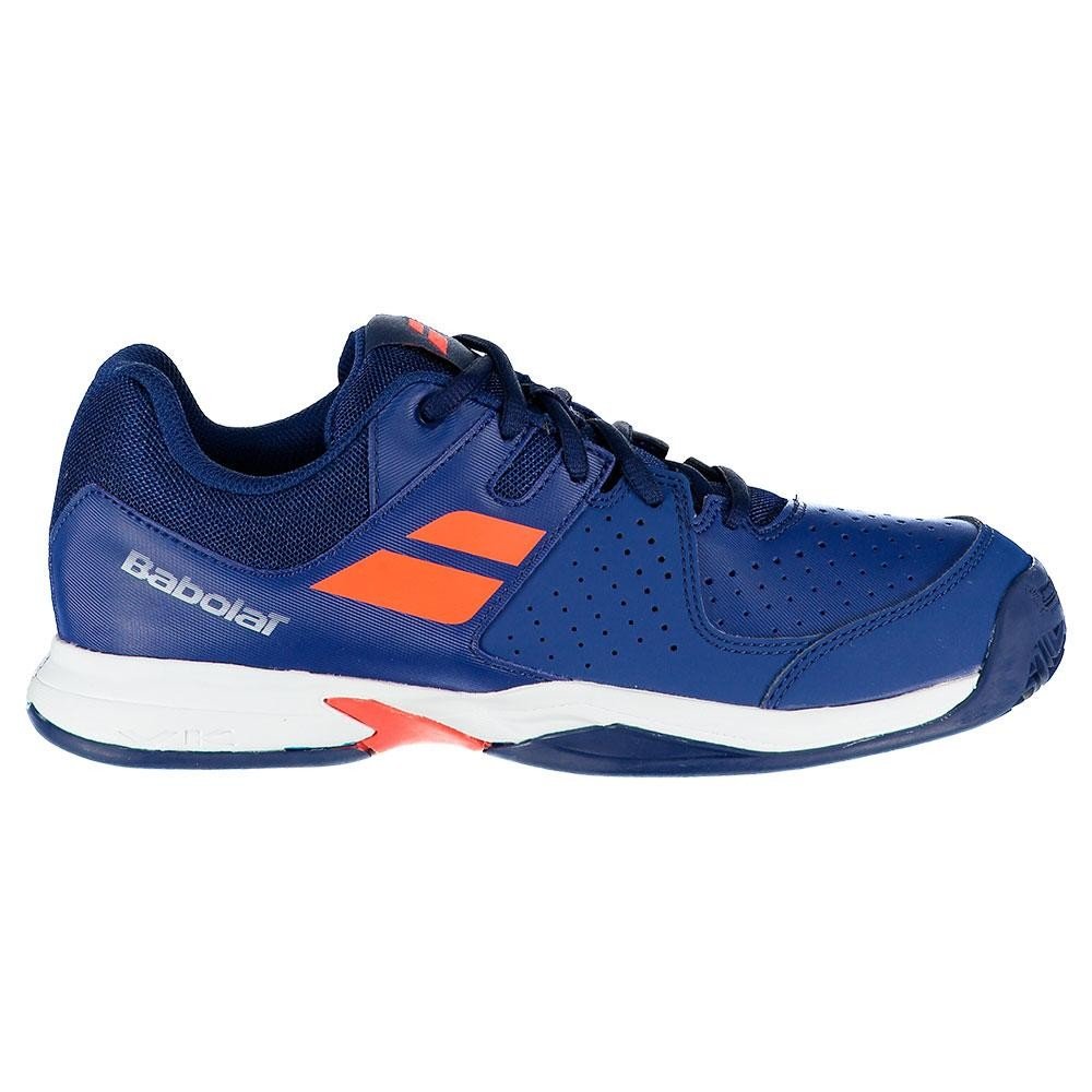 Babolat Pulsion Clay Jr Outdoor Tennis Shoes for Children (Blue/Orange) 36.5