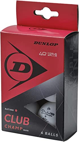 Dunlop Club Champ 6 Table Tennis Balls White, Beginner Training Balls
