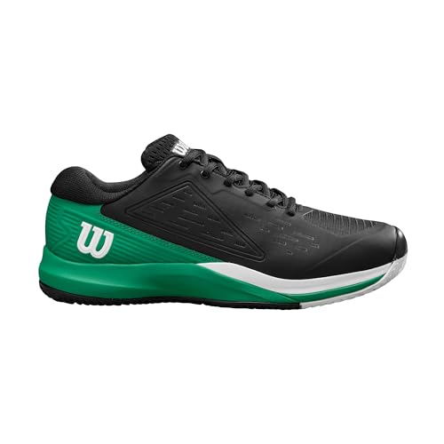 Wilson Rush Pro Ace Clay Men's Tennis Shoes, Provide a Secure Fit and Dynamic Support, Made from Breathable Mesh, Great for Clay Courts, Colour: Black/Bosphorus/White, Size: 8.5