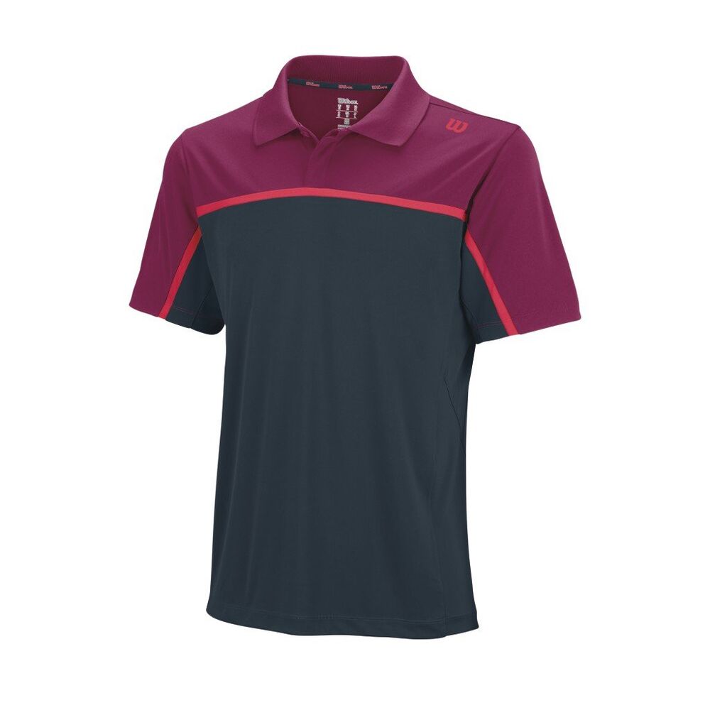Wilson Summer Colorblock Polo Men, Upper Body Clothing, Unisex, WRA700302MD, Coal/Merlot/Neon Red, M