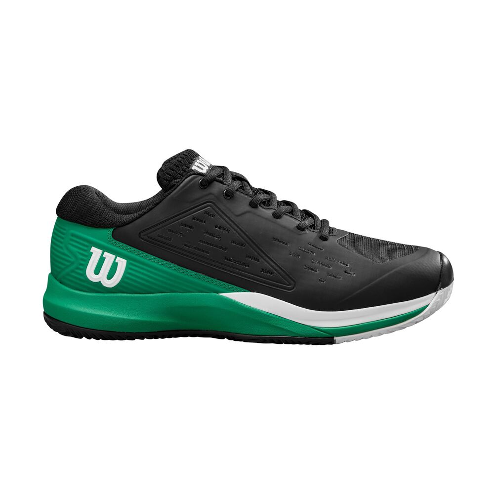 Wilson Rush Pro Ace Clay Men's Tennis Shoes, Provide a Secure Fit and Dynamic Support, Made from Breathable Mesh, Great for Clay Courts, Colour: Black/Bosphorus/White, Size: 10
