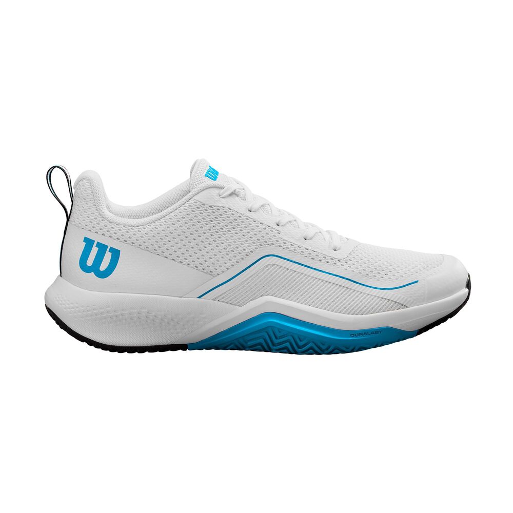 Wilson Rush Pro Lite Men's Tennis Shoes, Provide an Ultra-Light Feel and Additional Arch Support, Help with Energetic Performance, Colour: White/Atomic Blue/Navy Blazer, Size: 10.5