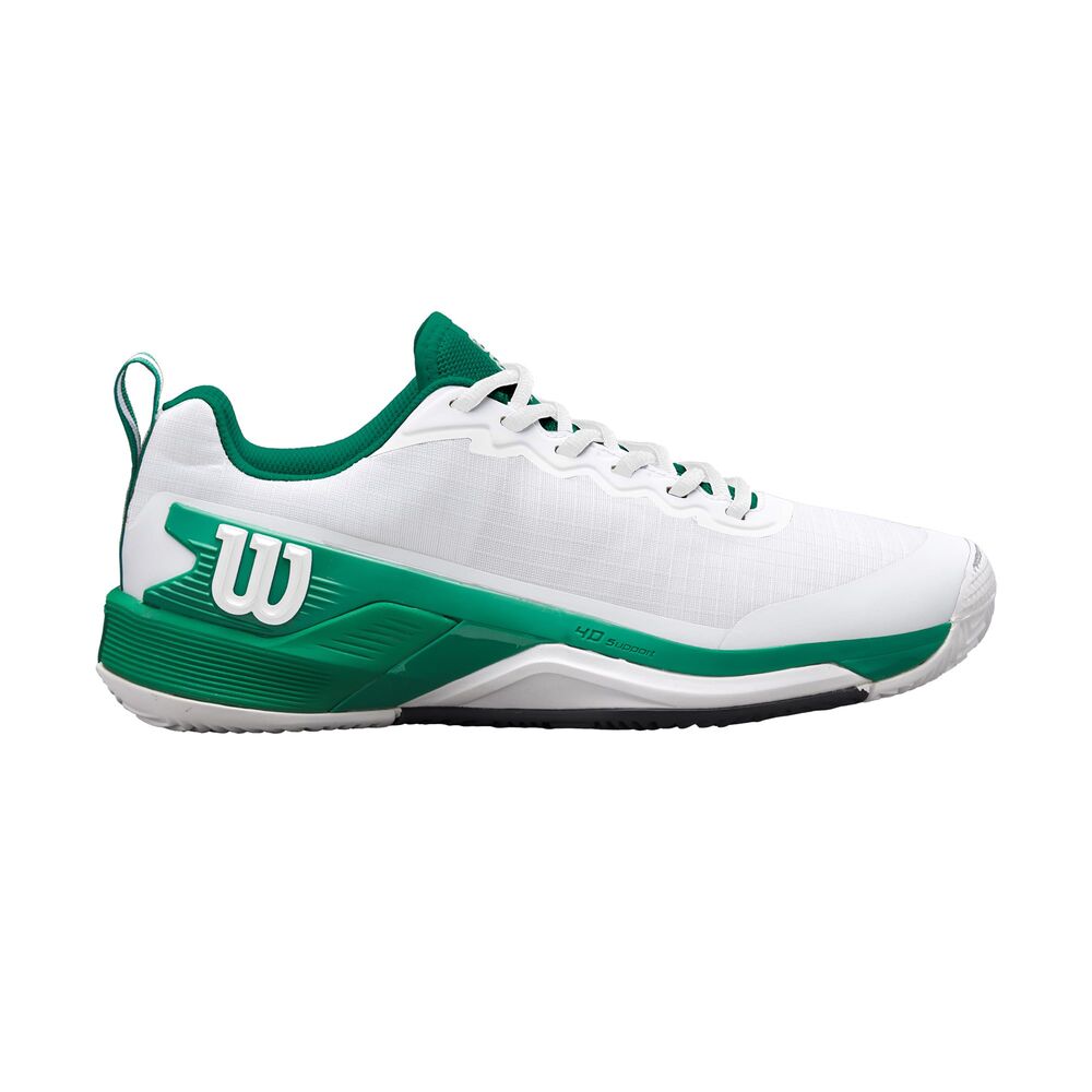 Wilson Rush Pro 4.5 Clay Men's Tennis Shoes, Made with Breathable Mesh, Provides Exceptional Support and Abrasion Resistance, with Lightweight Cushioning, Colour: White/Bosphorus/Black, Size: 9.5