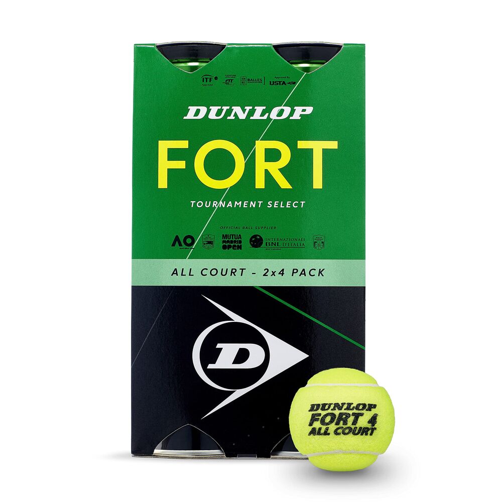 DUNLOP Tennis Ball Fort All Court TS - for Clay, Hard Court and Grass (2x4 Tin Cartonette)