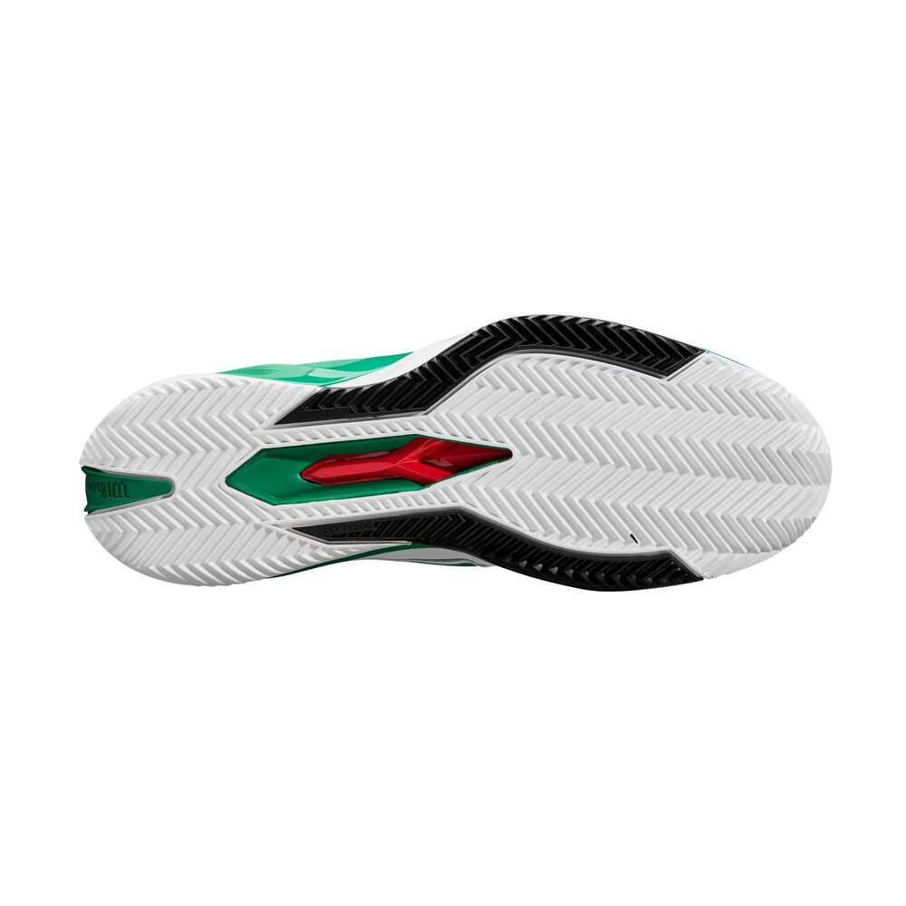 Wilson Rush Pro 4.5 Clay Men's Tennis Shoes, Made with Breathable Mesh, Provides Exceptional Support and Abrasion Resistance, with Lightweight Cushioning, Colour: White/Bosphorus/Black, Size: 9.5