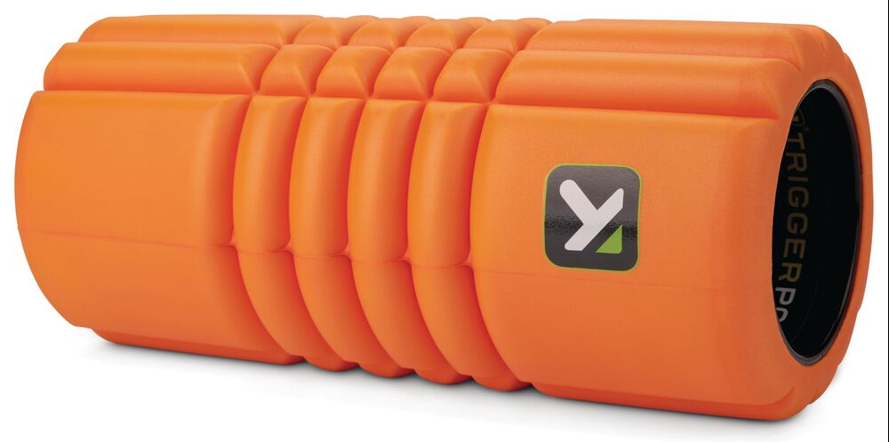 TriggerPoint Grid Travel Hollow Core Foam Roller - Increase Circulation and Improve Mobility,Patented Grid Pattern for Muscle Recovery,Portable, Durable, Sweat Resistant,25cm x 11cm,Black/Orange