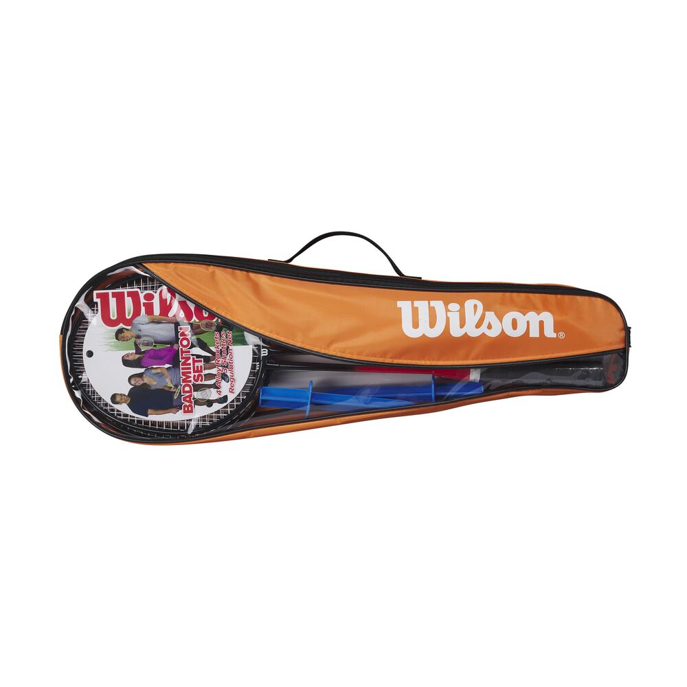 Wilson 4 Piece Kit V2 Badminton Rackets, Easy To Hold and Feather-Light, Provide Precision and Accuracy, Built To Last, Colour: Red/Orange, Size: 3