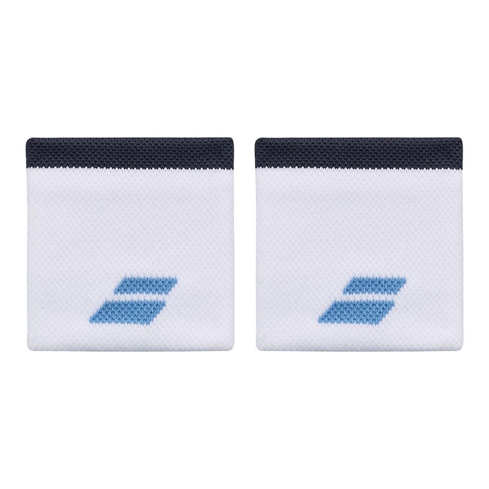 Babolat Unisex Sponge Logo Wristband - One Size - Colour: White/Blue, Fast Absorption of Sweat, Width 7.5 cm, Black Wrist Strap for Gym Tennis Badminton Padel Unisex-Adult