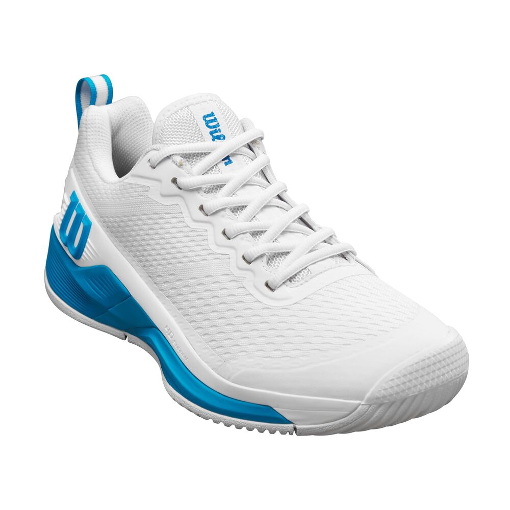 Wilson Rush Pro 4.5 Oz Men's Tennis Shoes, Provide Dynamic Support and Responsive Cushioning, for Exceptional Stability and Breathable Comfort, Colour: White/Atomic Blue, Size: 9.5