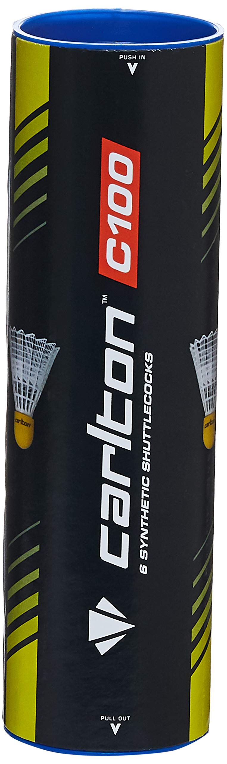 Carlton Badminton Shuttle Club C100 Yellow, Medium Speed (77 Grains), for Juniors and Beginners (1 x 6 Tube)